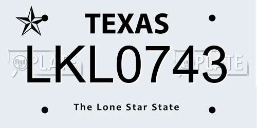 LKL0743 Texas License Plate