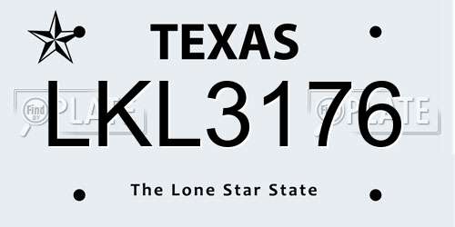 LKL3176 Texas License Plate