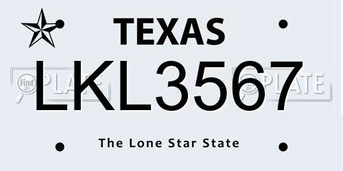 LKL3567 Texas License Plate