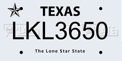LKL3650 Texas License Plate