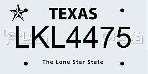 LKL4475 Texas License Plate
