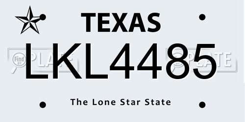 LKL4485 Texas License Plate