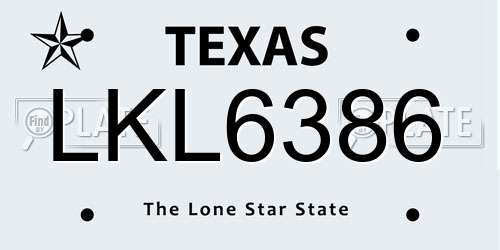 LKL6386 Texas License Plate