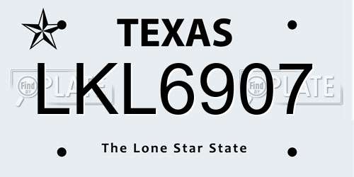 LKL6907 Texas License Plate