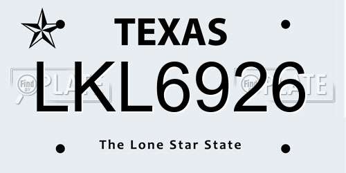 LKL6926 Texas License Plate