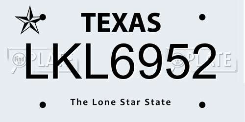 LKL6952 Texas License Plate