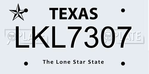 LKL7307 Texas License Plate