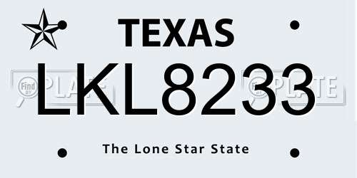 LKL8233 Texas License Plate