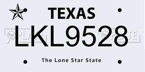 LKL9528 Texas License Plate
