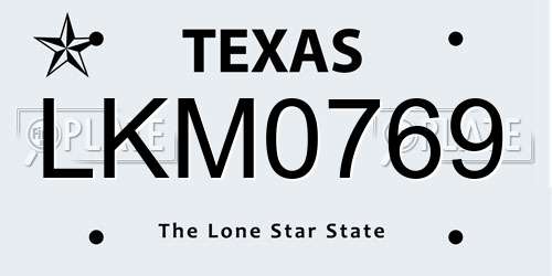LKM0769 Texas License Plate