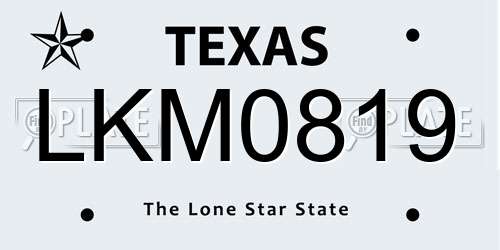 LKM0819 Texas License Plate