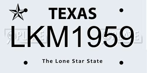 LKM1959 Texas License Plate