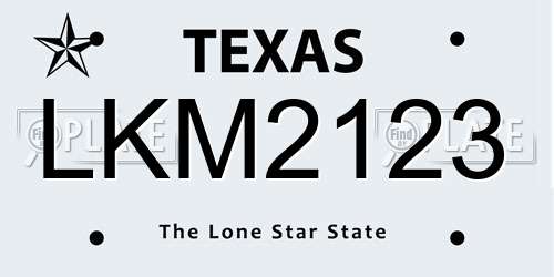 LKM2123 Texas License Plate