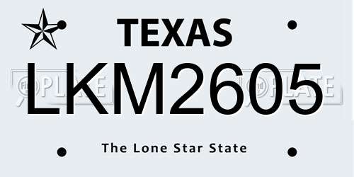 LKM2605 Texas License Plate
