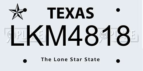 LKM4818 Texas License Plate