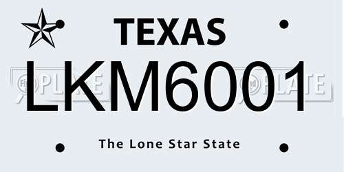 LKM6001 Texas License Plate