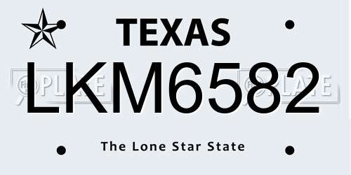 LKM6582 Texas License Plate