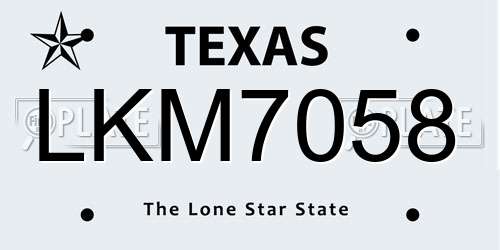 LKM7058 Texas License Plate