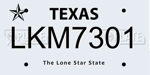 LKM7301 Texas License Plate
