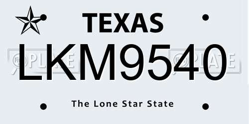 LKM9540 Texas License Plate