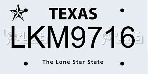 LKM9716 Texas License Plate