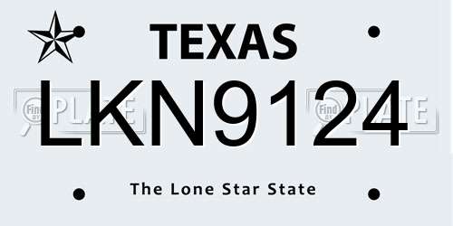LKN9124 Texas License Plate
