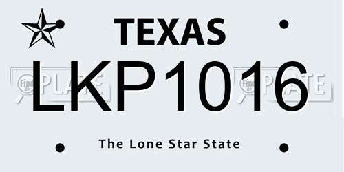 LKP1016 Texas License Plate
