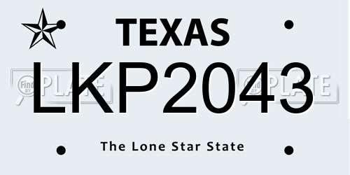 LKP2043 Texas License Plate