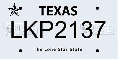 LKP2137 Texas License Plate