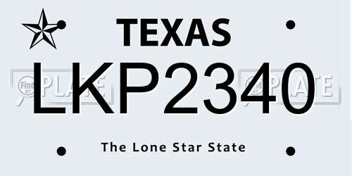 LKP2340 Texas License Plate