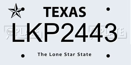 LKP2443 Texas License Plate