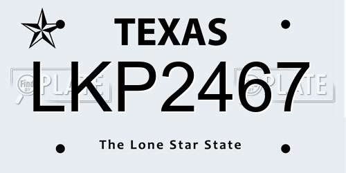 LKP2467 Texas License Plate
