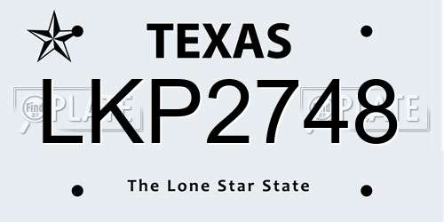 LKP2748 Texas License Plate