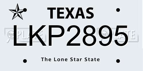 LKP2895 Texas License Plate