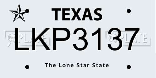 LKP3137 Texas License Plate