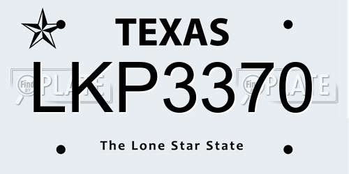LKP3370 Texas License Plate