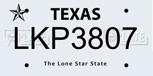 LKP3807 Texas License Plate