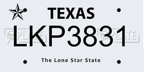 LKP3831 Texas License Plate