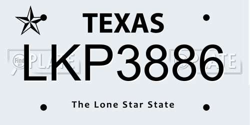 LKP3886 Texas License Plate