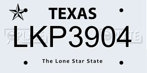 LKP3904 Texas License Plate
