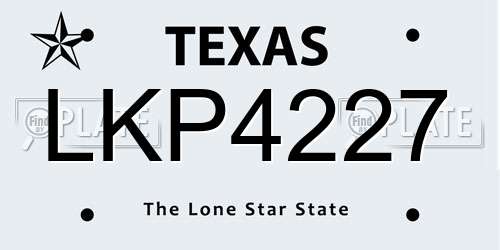 LKP4227 Texas License Plate