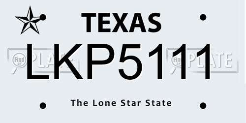 LKP5111 Texas License Plate
