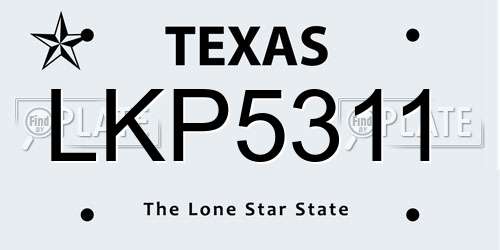 LKP5311 Texas License Plate
