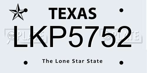 LKP5752 Texas License Plate