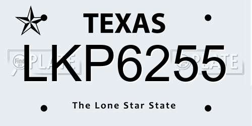 LKP6255 Texas License Plate