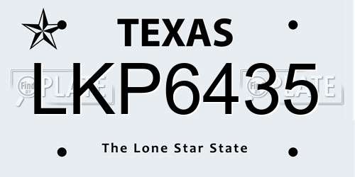 LKP6435 Texas License Plate