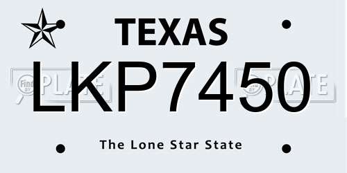 LKP7450 Texas License Plate