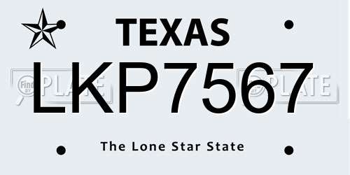 LKP7567 Texas License Plate