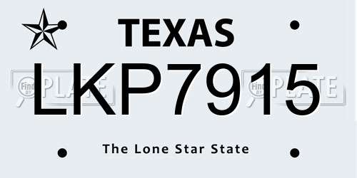LKP7915 Texas License Plate
