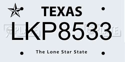 LKP8533 Texas License Plate